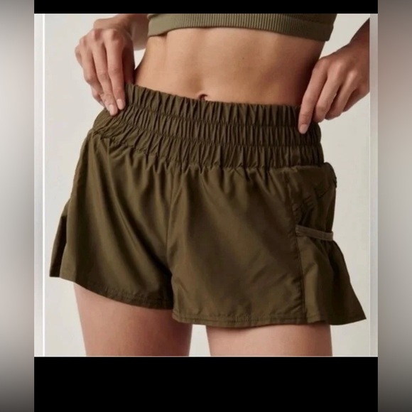 Free People Movement Get Your Flirt on Athletic Short Army Green . XS - Picture 4 of 12